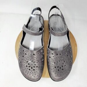 Naot Arataki Shoes Womens 41 Mary Jane Strap Grey Metallic Leather Casual Sandal